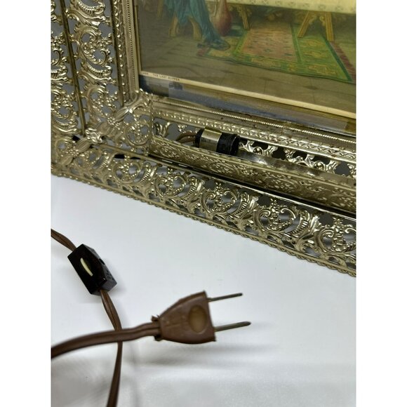 VTG Mid-Century Modern Last Supper Art Print Ornate Metal Frame Religious Decor - Picture 5 of 10